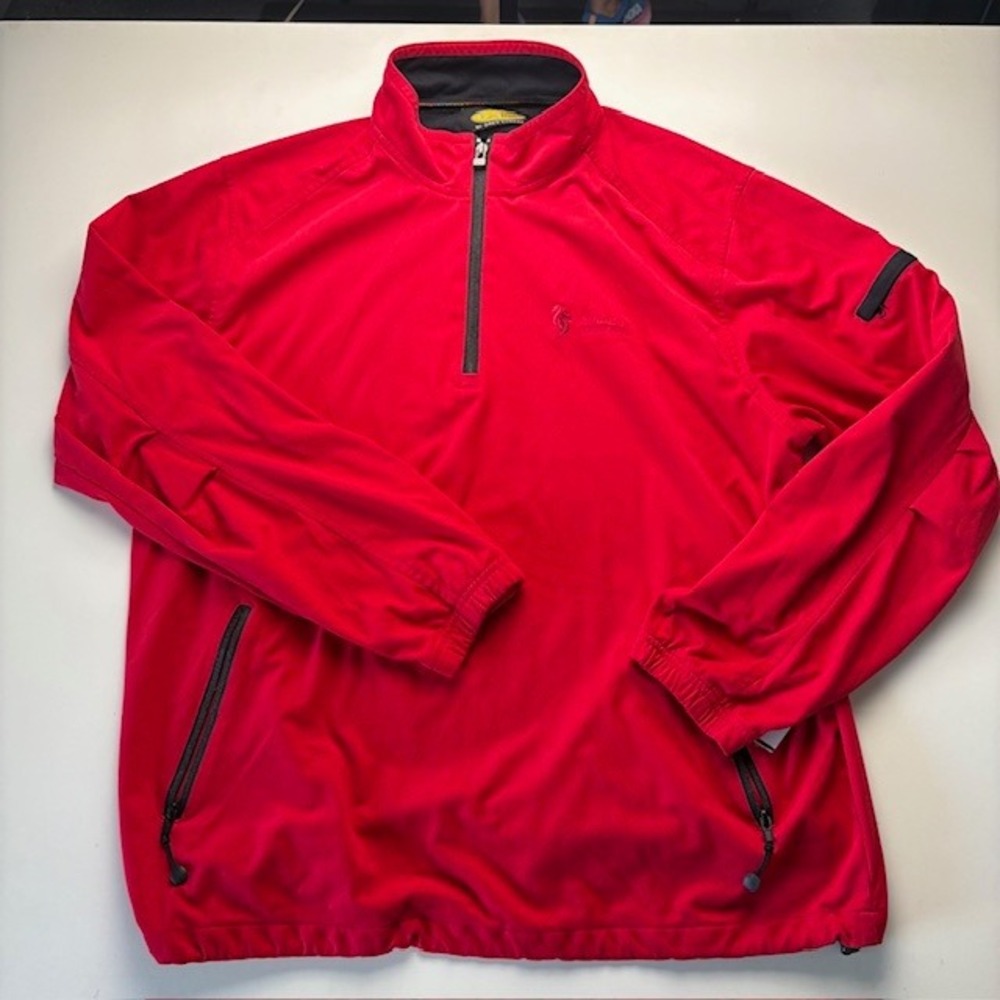 Greg Norman PLAYDRY Red Water Repellent Windproof 1/4 Zip Golf Pullover Men L
